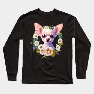 Floral Chihuahua Long Sleeve T-Shirt